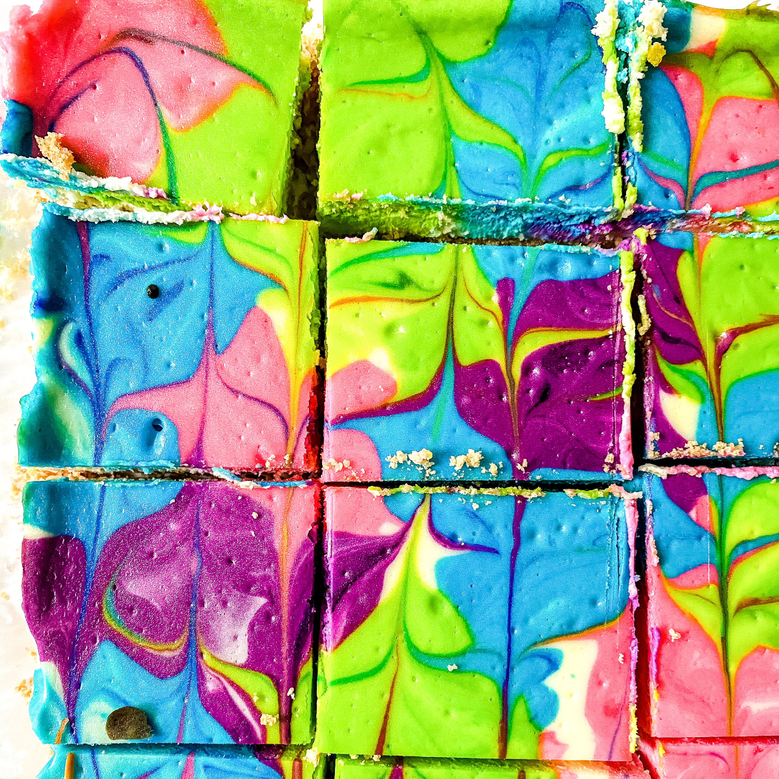 neon colored cheesecake bite bars