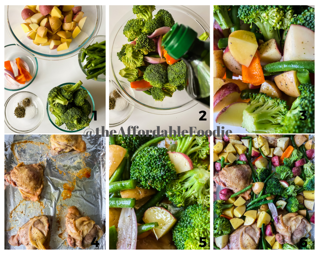 Sheet Pan Roasted Chicken and Vegetables at www.theaffordablefoodie.com
