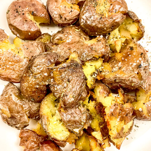 Roasted Smashed Potatoes at www.theaffordablefoodie.com