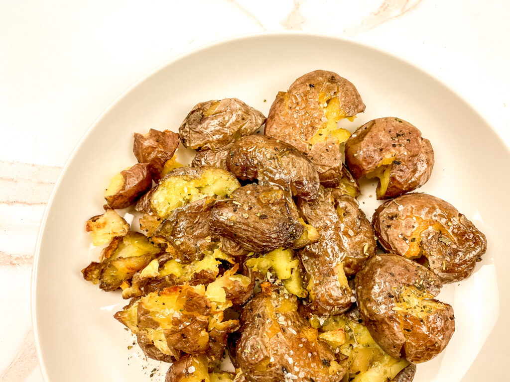 Easy Roasted Smashed Potatoes at www.theaffordablefoodie.com