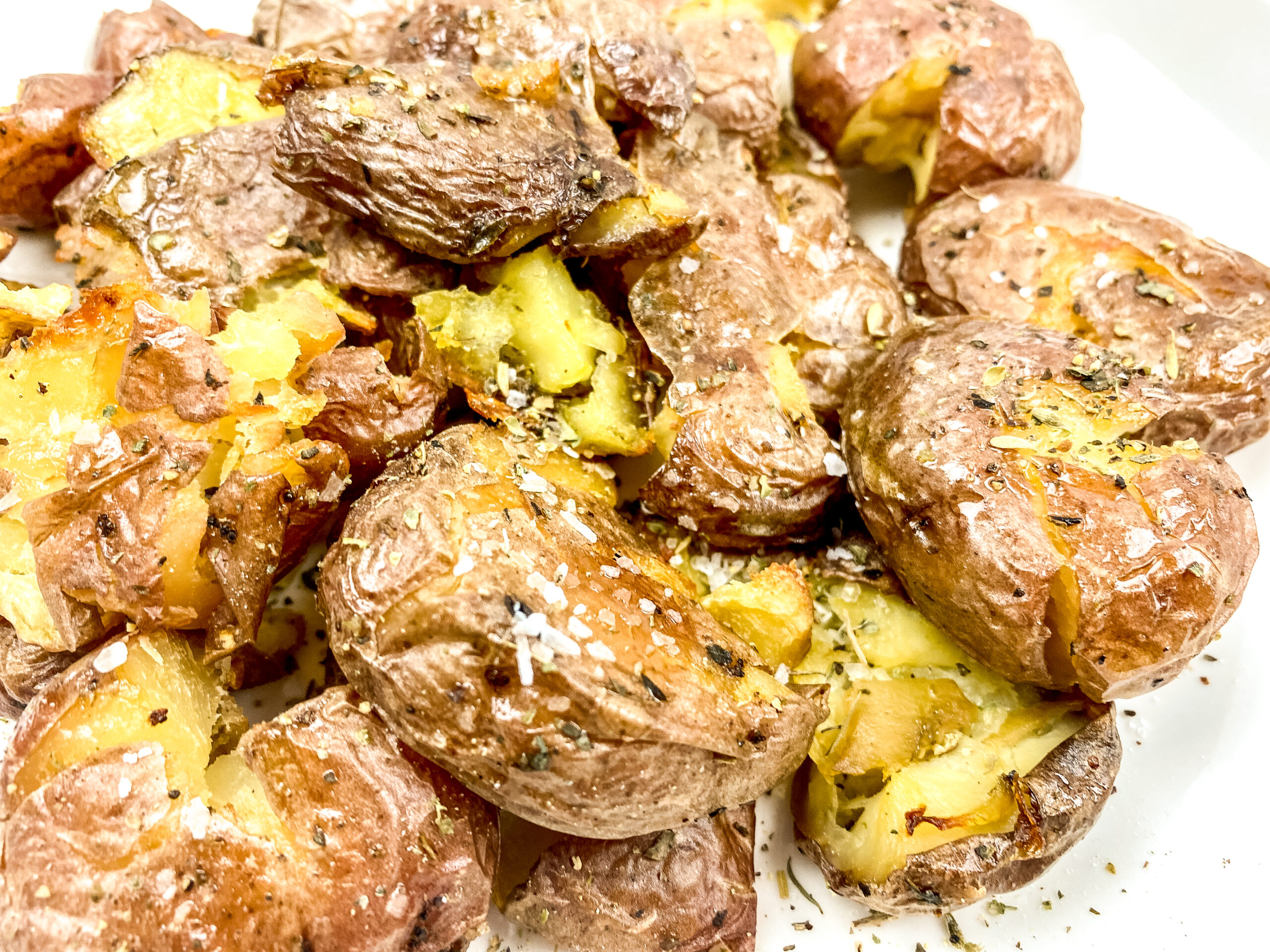 Easy Roasted Smashed Potatoes at www.theaffordablefoodie.com