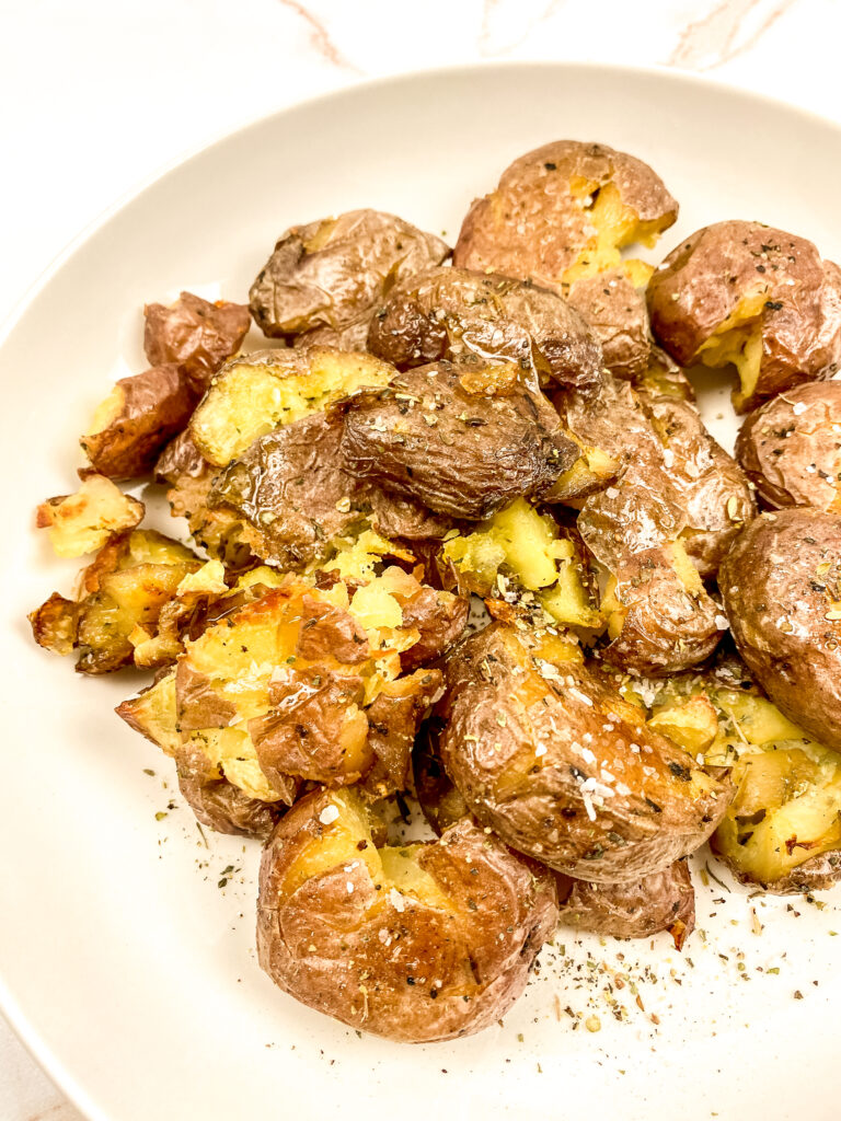 Easy Roasted Smashed Potatoes at www.theaffordablefoodie.com