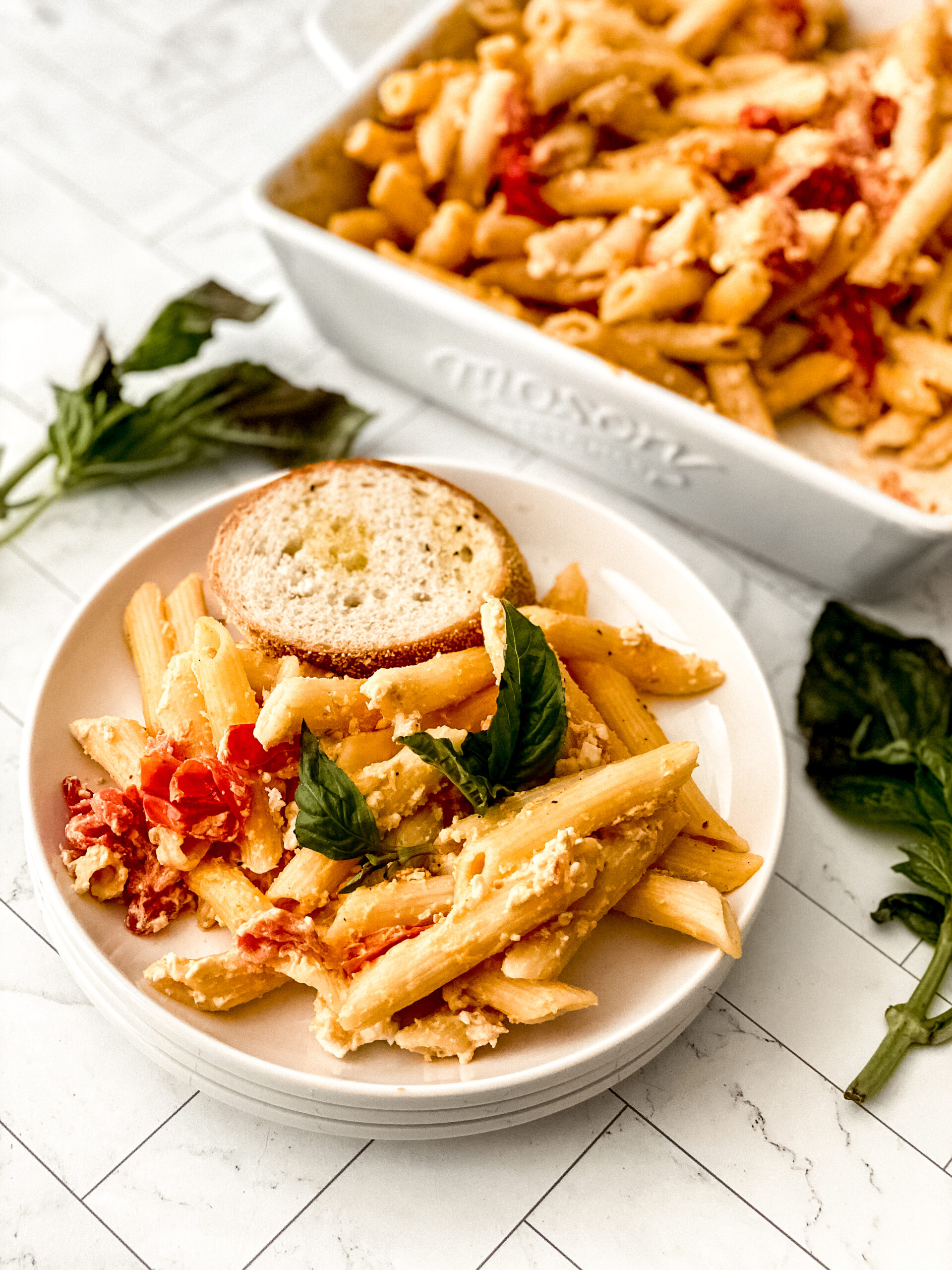 Feta Pasta at www.theaffordablefoodie.com