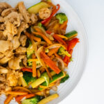 Savory chicken hibachi served with colorful mixed vegetables, all stir-fried to perfection for a flavorful and easy homemade Japanese-style meal.