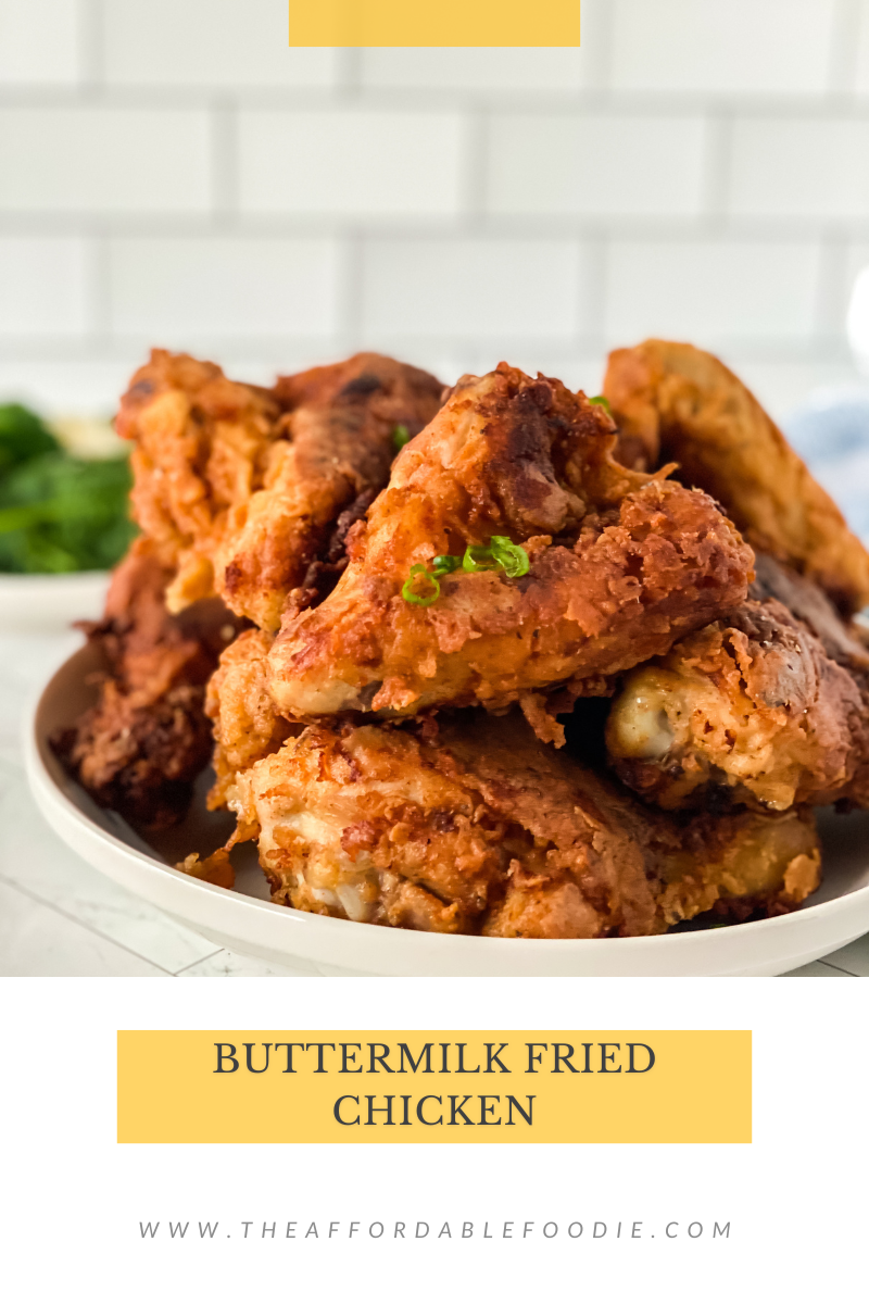 Golden brown buttermilk fried chicken with a crispy, seasoned crust and juicy, tender meat served hot for the perfect Southern-style comfort meal.