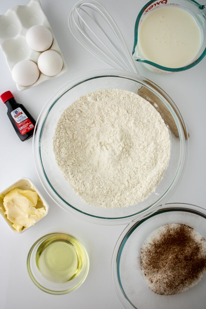 churro waffle ingredients on white board