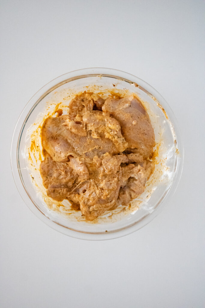 chicken after it has marinated for 2 days