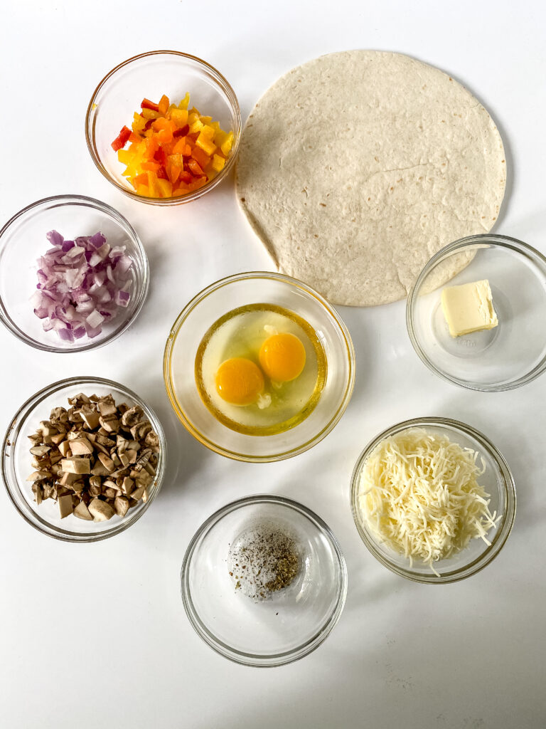 ingredients for a breakfast quesadilla