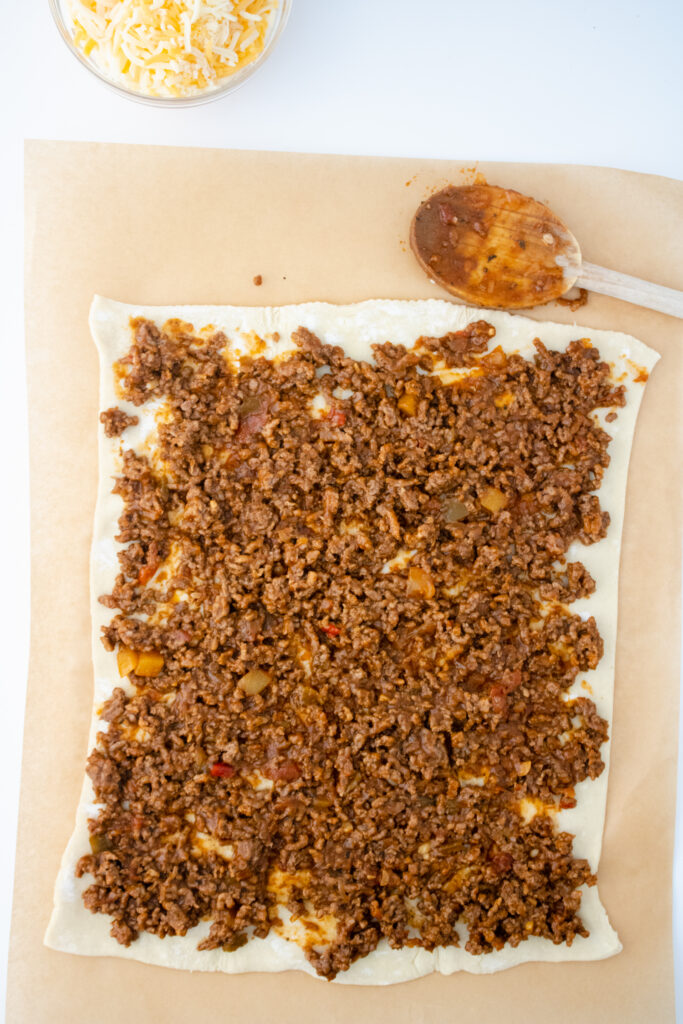 taco meat on puff pastry