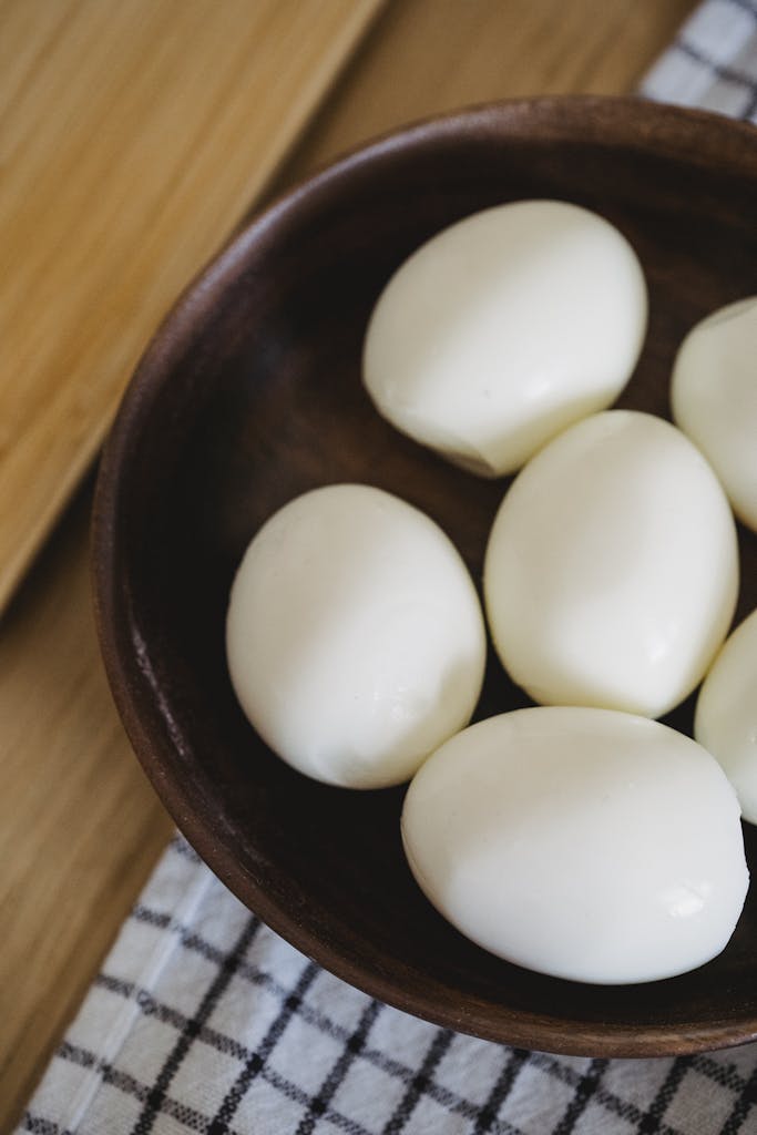 Close-up of Hard-Boiled Air Fryer Eggs